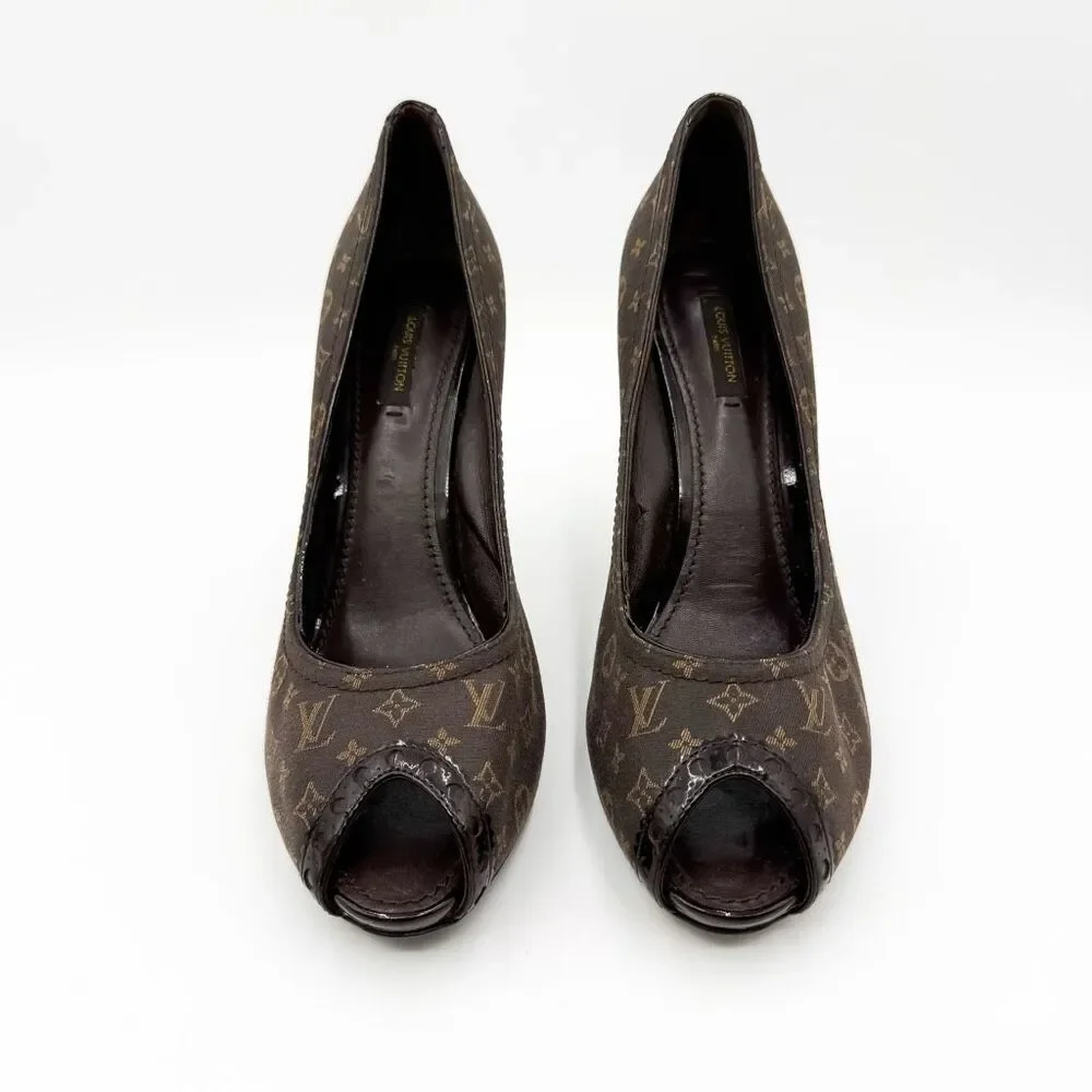 Louis Vuitton LV Monogram Brown Peep Toe Pumps Heels EU 41 US 11 - Picture 3 of 11